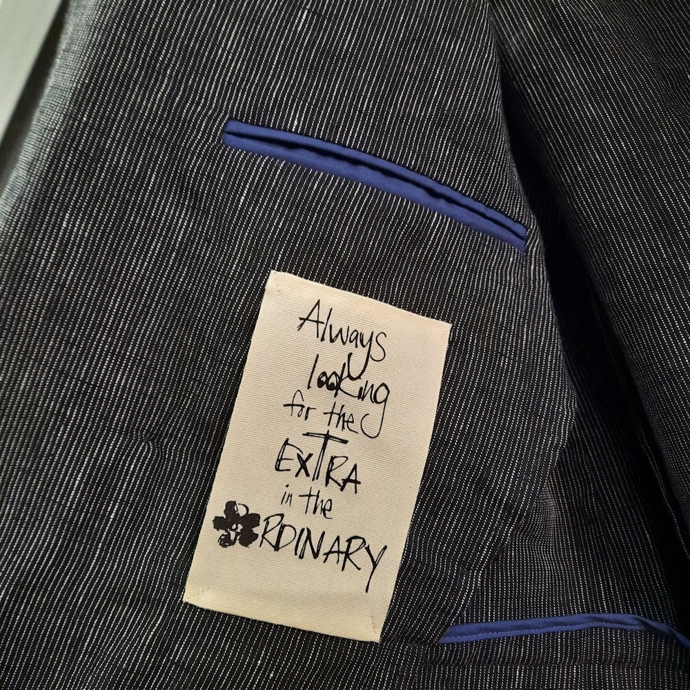 Ted Baker Sport Coat Mens Size 5(XL) Black Stripe 100% Linen Suit Blazer Jacket - Picture 8 of 14